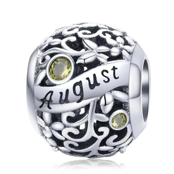 925 Silver August Birthstone Charm - Picture 1 of 4